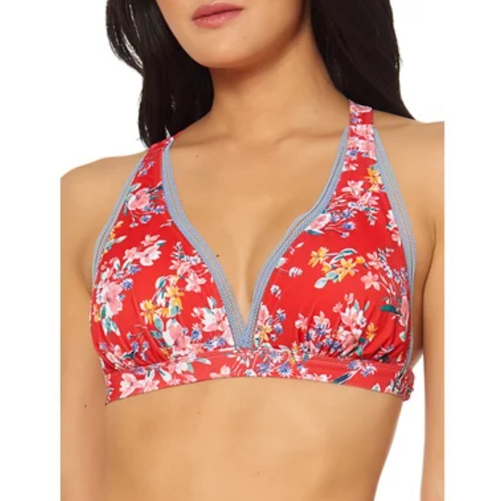 JESSICA SIMPSON CHANTILLY LACE X BACK TRIANGLE SWIM TOP